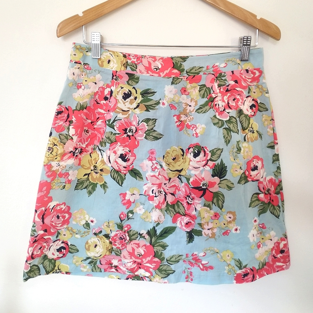 Bonanza by Biscuit General Store - Blue and Pink Floral Skirt (Medium)